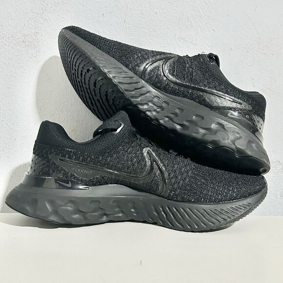 Nike React Infinity Run Flyknit 3 “Triple Black” Men’s Size 10.5 Running Shoes - Picture 6 of 8